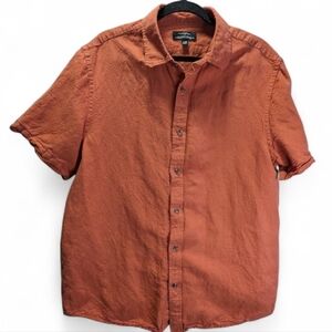 Banana Republic Factory Men's Linen Blend Slim Fit Rust Button-Down Shirt Size L